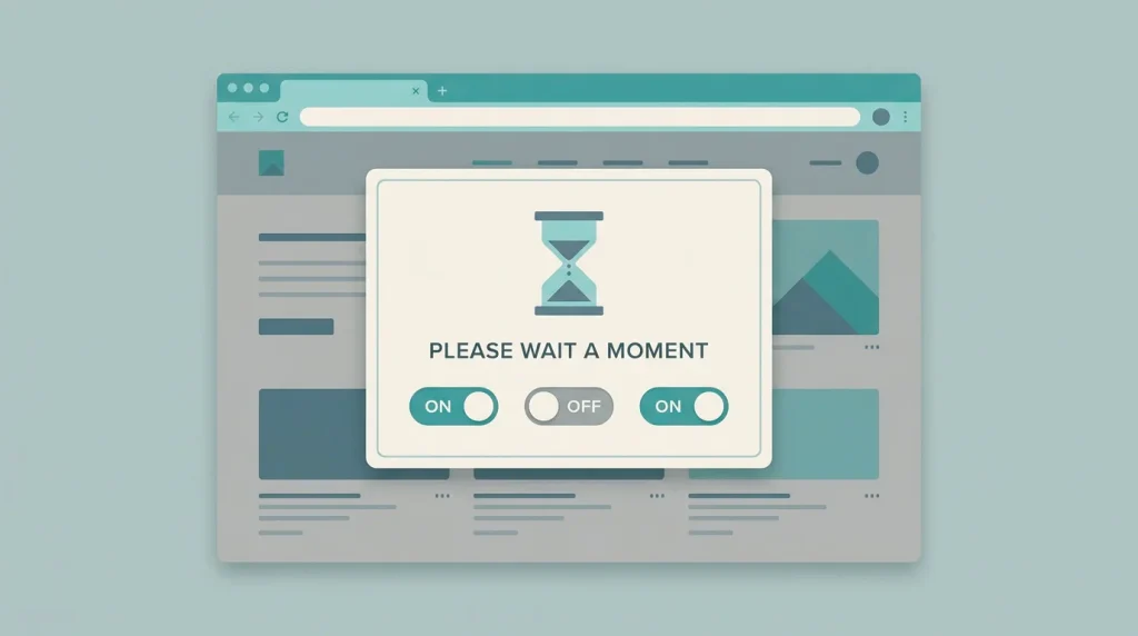 Editorial illustration of a stylised reality-check prompt window overlaying a gambling interface, with toggle controls for limits beneath