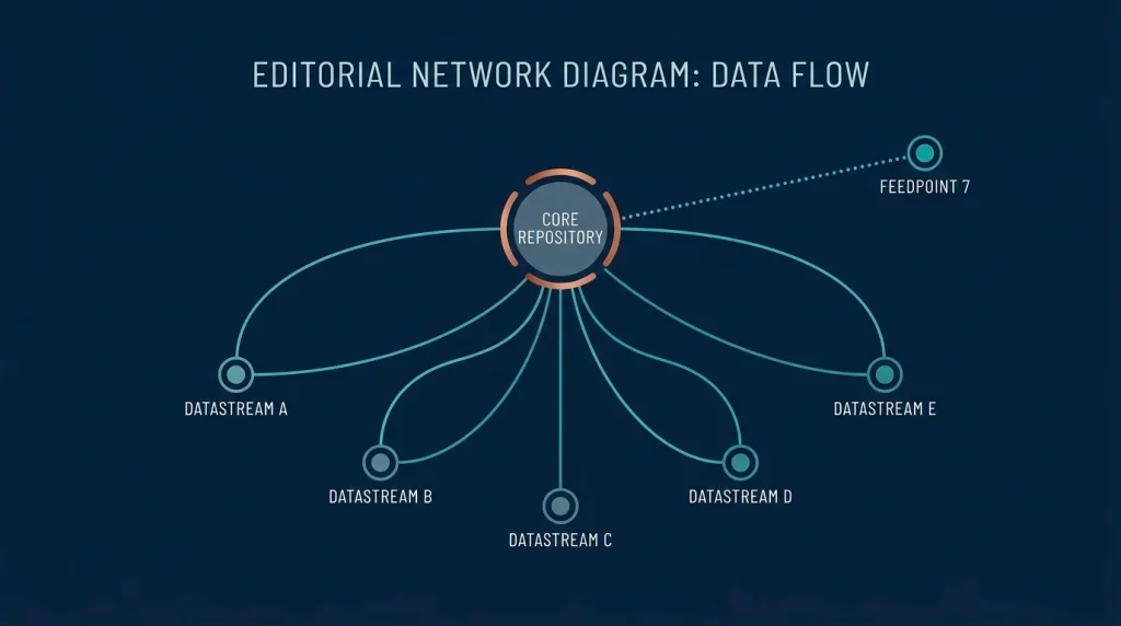 Editorial network diagram showing a central holding entity connected to multiple branded nodes representing a shared operator group.