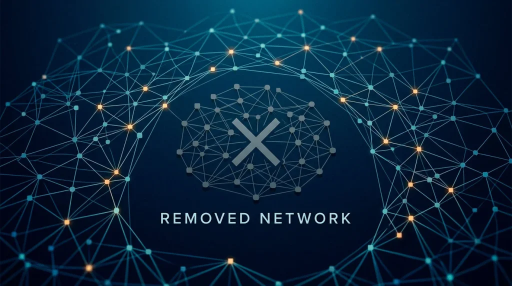 Conceptual editorial composition depicting scale of online enforcement against unlicensed gambling, with stylised network nodes and removal markers.